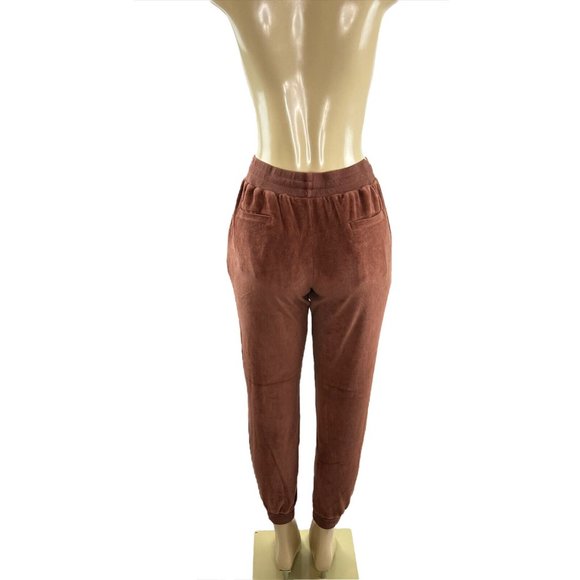 Young Fabulous & Broke Velour Joggers Size S Cherrywood Pockets Drawstring Pants - Picture 7 of 10